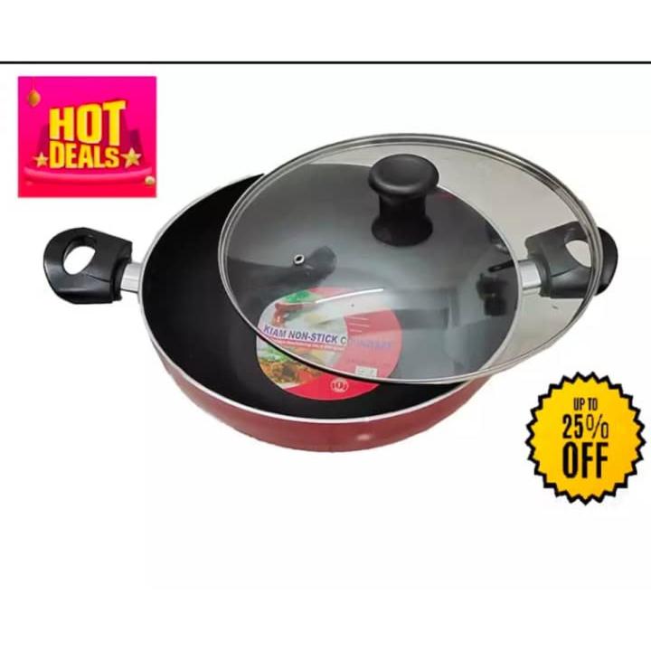 KIAM Non Stick Korai With Glass Lid 28CM IB (Induction bottom)