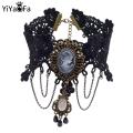 YiYaoFa Choker Necklace Gothic Jewelry Vintage Lace Necklace Pendant Women Accessories False Collar Statement Necklace GN-22.