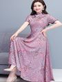 Womens Premium Quality China Vintage Print Long Kurti Stylish Exclusive 1 Piece Ethnic Wear Dress. 