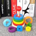 Baby Kids Wooden Rainbow Ring Geometric Building Blocks Stacking Game Puzzle Toy. 