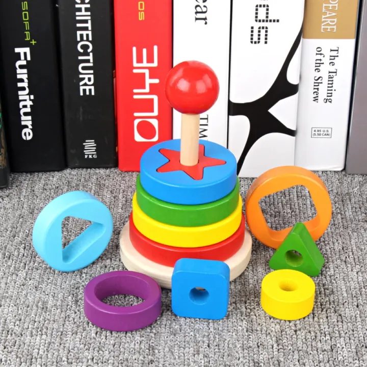 Baby%20Kids%20Wooden%20Rainbow%20Ring%20Geometric%20Building%20Blocks%20Stacking%20Game%20Puzzle%20Toy%20-%20Image%207