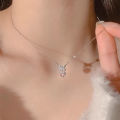 Titanium Steel Cute Pink Love Slim Pendant Necklaces Simple.