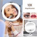 Flexible 10X Magnifying Mirror LED LightingTouch Screen Makeup Light Portable Dressing Table Makeup Vanity Lamp Use AAA Battery.