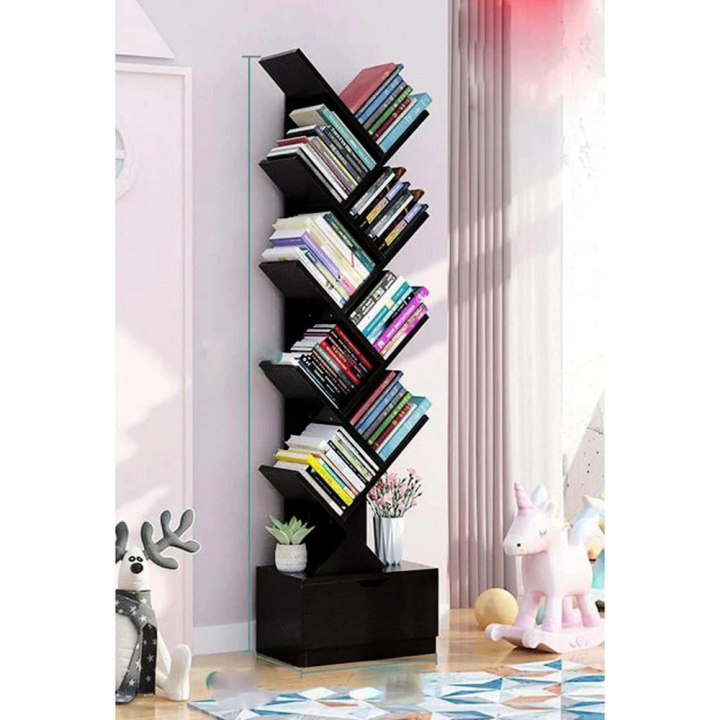 9-Tier Tree Shape Book Shelf MDF Tree Shape Bookshelf for Home Office ...