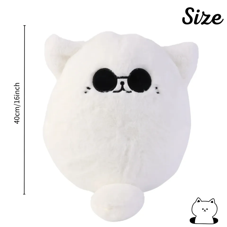 40cm Soft Gojo Cat Plush Pillow Hot Anime Sunglasses White Cat