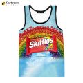 SKITTLES Funny Summer Men Tank Tops Sleeveless Shirts Snacks Digital Printing Harajuku Beach Tees Streetwear Oversized Tops. 