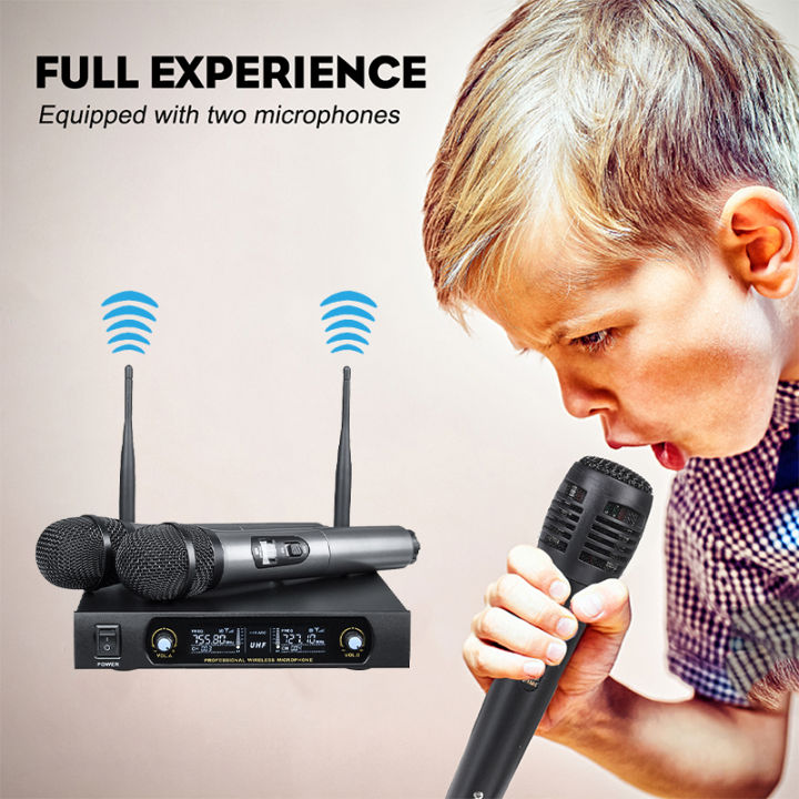 UHF%20Professional%20Dual%20Wireless%20Microphone%20System%20Kits%202%20Channel%20Cordless%20Handheld%20Mic%20110-240V%20+%20Receiver%20Kareoke%20KTV%20Home%20Party%20Supplies%20Speakers%20-%20Image%204