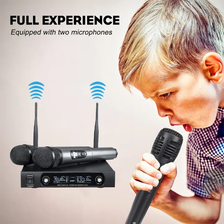 UHF%20Professional%20Dual%20Wireless%20Microphone%20System%20Kits%202%20Channel%20Cordless%20Handheld%20Mic%20110-240V%20+%20Receiver%20Kareoke%20KTV%20Home%20Party%20Supplies%20Speakers%20-%20Image%204