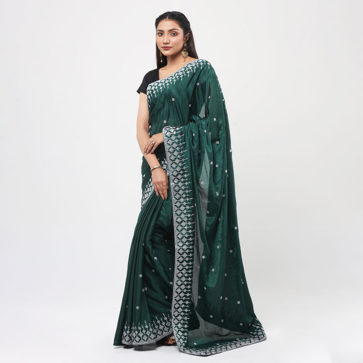 Indian%20Vichitra%20silk%20Green%20Saree%20with%20High-Quality%20Sequins%20%20Silvar%20Embroidery%20Work%20on%20Blouse%20-%20Image%203