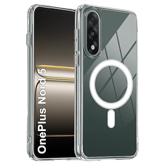 For OnePlus Nord 5 MagSafe Compatible Shockproof Transparent Slim Fit Wireless Charging supported Frosted Border Phone Back Case Mobile Cover-EGL