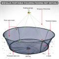 Portable Folded Fishing Net, Crab Drop Fish Network with Rope, Hand Casting Cage Mesh Trap for Minnows,Lobster,Crawfish, Shrimp.
