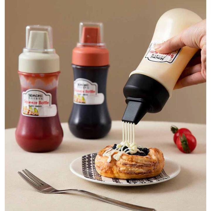 1 pcs 350ML Drainable Sauce Bottle Five Holes Plastic Ketchup Bottle Honey Sauce Dispenser Kitchen Container Olive Oil Bottles