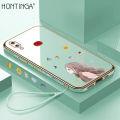 Hontinga for Samsung Galaxy A10S Back Cover + Free Lanyard Luxury 6D Plating Sunshine Girl Side Pattern Case Soft Silicone Square Phone Cases. 