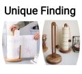 Wooden Kitchen Dining Table Worktop Round Tissue Paper Towel Stand Free Standing Roll Holder with Non-Slip Pad.