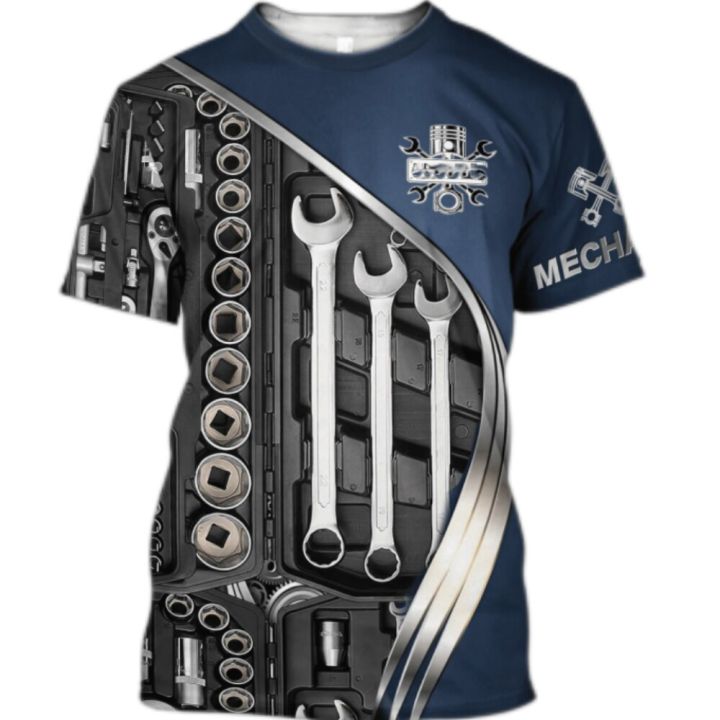 2023 Summer Fashion Men's T-Shirt Name Mechanic 3D Full-body Print Top T-shirt Street Leisure Sports T-shirt