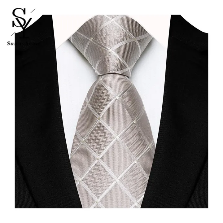Sunnyheart Men Tie Men's Geometric Design Satin Tie for Formal Casual Events Perfect for Weddings St Style High Quality Necktie cessory Geometric Pattern Tie