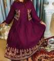 Stitched China Linen Long Gown For Women With A Screen Print Design Comfortable And Fashionable Size 42. 