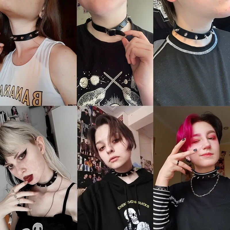 FM FM42 PU Leather Buckle Choker Necklace | Adjustable, Silver/Gold Tone, 2cm Wide Gothic Collar