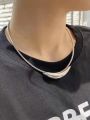 Collier Acier Inoxydable Bijoux Chunky Curved Tear Drop Pendant Design Choker Necklace Stainless Steel Necklace for Women. 