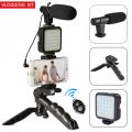 Exclusive AY-49 Phone Vlog Tripod Vlogging Kits Live Selfie Fill Light Integration with Remote Control Microphone LED Light. 