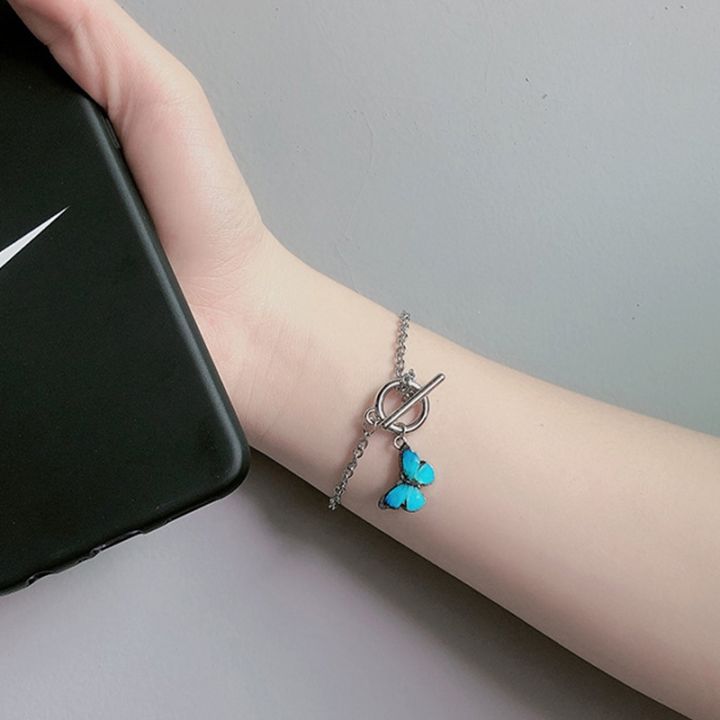 Indispensable -SJ06 Trendy Butterfly Bracelet For Women Korean Blue Gradient Butterfly Jewelry Girl Accessories- Innovative