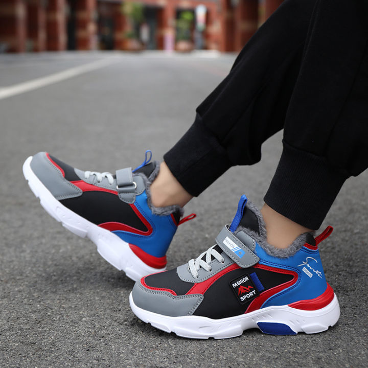 2023 Cold Winter New Children's Cotton Shoes Warm Shoes Children's Shoes Non-Slip Sports Running Shoes Cotton-Padded Shoes with Velvet Large