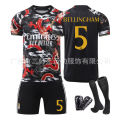 Football form 2425 red and bla dragon pattern ersion children's training adult suit sports team form group bu men's and women's jerse.