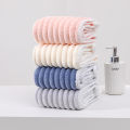 Household candy strip velvet coral velvet Gaoyang towel bath towel shower cap set thickened absorbent non-shedding three-piece set.
