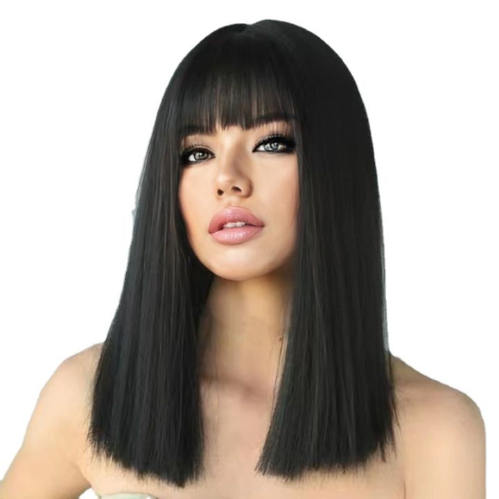 Temperament%20wig%20female%20medium%20long%20straight%20hair%20tail%20a%20cut%20black%20synthetic%20high%20temperature%20silk%20whole%20head%20cover%20-%20Image%202