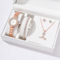 Upgrade Your Look with The 6Pcs Diamond Luxury Casuals Fashion Watch Set and Jewelry for Women Elegant Luxury Women Watch Party Matching Popular Jewelry. 