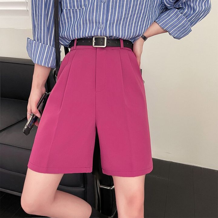 Women%20Summer%20Solid%20High%20Waist%20Shorts%20Loose%20Korean%20Style%20Fashion%20Vintage%20Female%20Knee%20Length%20Straight%20Wide%20Leg%20Suit%20Pants%20-%20Image%207