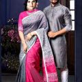 Stylish & Fashionable New Matching Best Couple Dress for Men Women Saree and Panjabi Combo Set. 