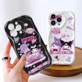 FELMYST for OPPO A57 2022 A77S Back Cover Cartoon Kuromi Cream Texture Wavy Edge Soft Silicone Phone Case. 