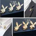 Rabbit Son Men's Suit and Shirt Collar Pin Brooch, Alloy and Stone. 