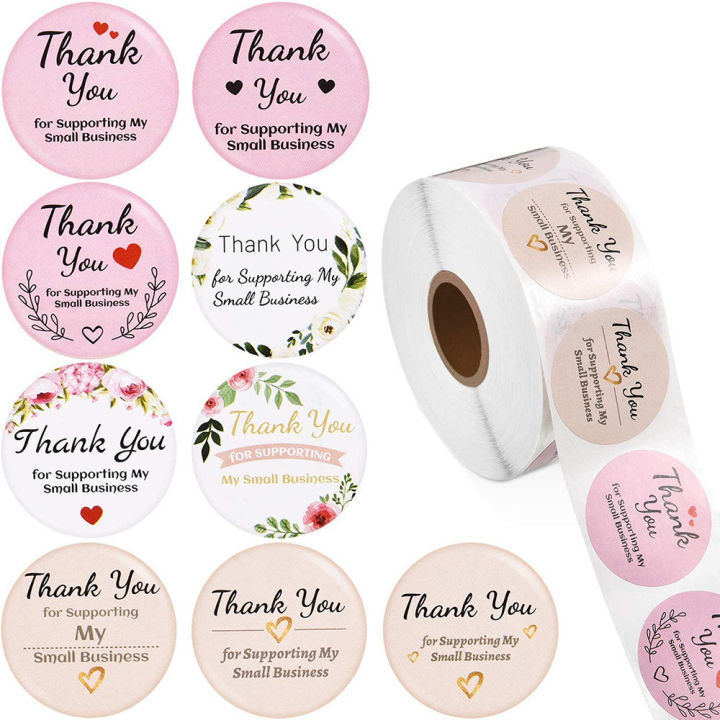 500Pcs%209%20Designs%20Thank%20You%20For%20Supporting%20My%20Small%20Business%20Stickers%20Pink%20White%20Thank%20You%20Label%20Package%20Stickers%20-%20Image%202