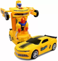 Transforming Robot Car, One Button Deformation Car Robot Toy with Realistic Race Car Sounds, LED Lights and 360 Degree Rotating Bump and Go Robot Function,Deform sports car.