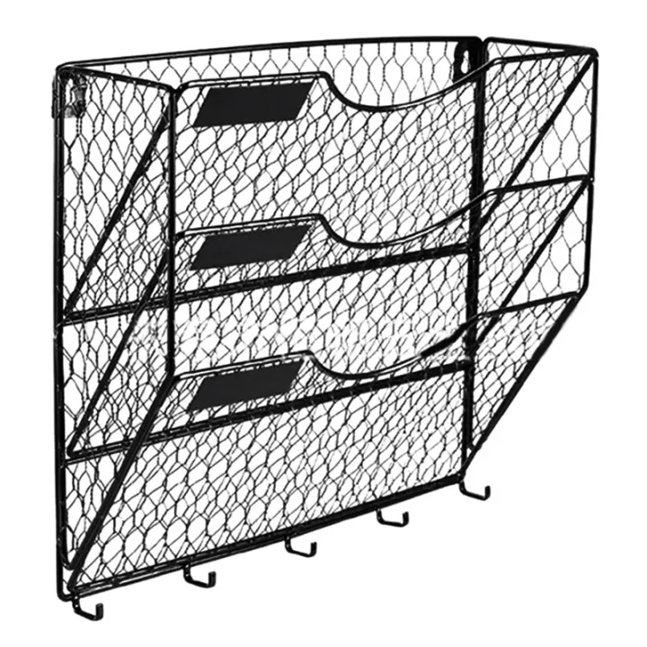 3%20Tier%20Metal%20Mesh%20Wall%20Mount%20with%20Hooks%20Letter%20Document%20Magazine%20Office%20Sorter%20Bin%20-%20Image%203