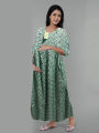 Linen Double Zipper Brest Feeding Maternity Kuchi Maxi For Women. 