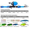 PROBEROS Offshore Angling Gear Suit Retractable Fishing Rod Fishing Reel Fishing Tools Kit - blue. 