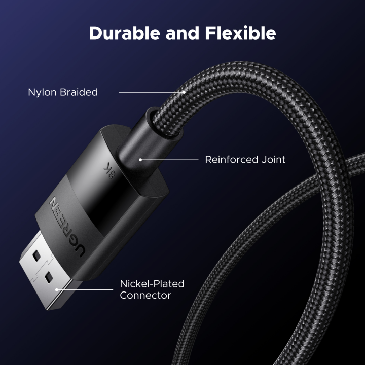UGREEN%20DP%20to%20HDMI%202.1%208K%204KCable%2060Hz%20240Hz%20Display%20Port%20Zinc%20Alloy%20Shell%20with%20Braided%20Mesh%20Black%20%20for%20Monitor%20HDTV%20Projector%20Laptop%20Desktop%20Computer%20Graphics%20Card%EF%BC%8CDell,%20Lenovo,%20HP(DP%20input%20and%20HDMI%20output)%20-%20Image%205