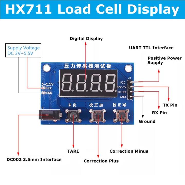 HX711 Load Cell AD Intelligent Weight Pressure Sensor Module with