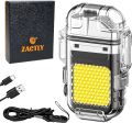 Electric Torch Transparent Waterproof USB Rechargeable Plasma Dual ARC Windproof Lighter. 