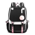 large school bags for teenage girls USB port canvas schoolbag student book bag fashion black pink teen school backpack.