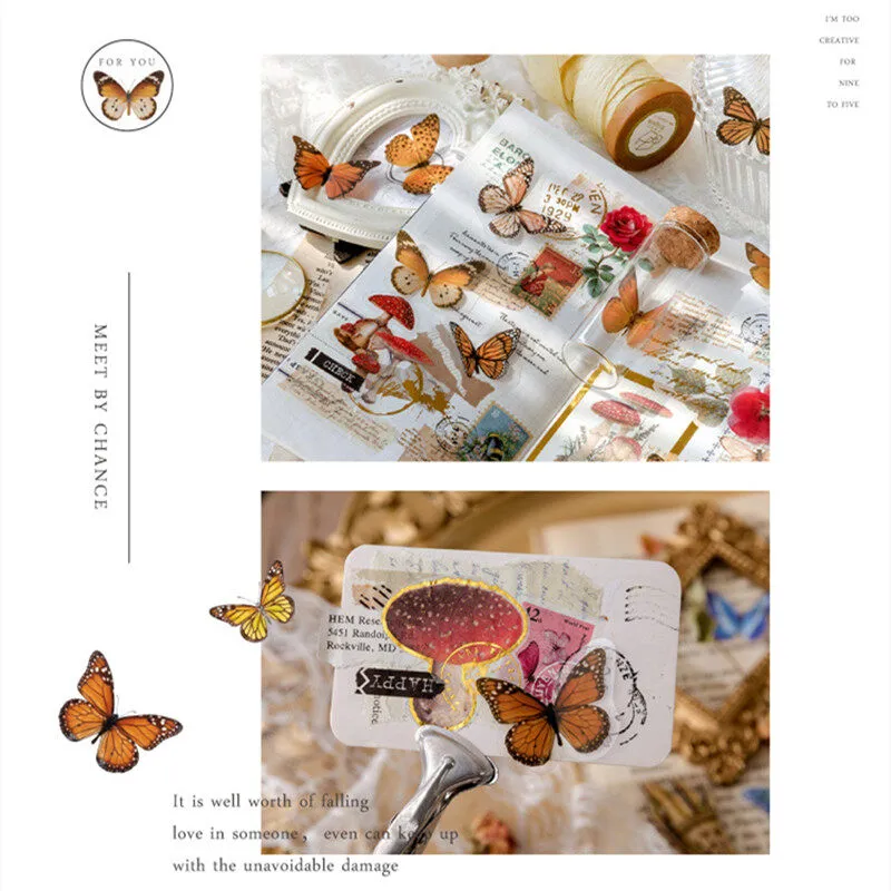 Nexolia 500+ Realistic Butterfly Stickers For Scrapbooking & Crafts - PVC Self-Adhesive, Vintage Style For Journals, Laptops, DIY