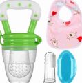 Baby Care Combo Set Of 3, Fruit/Food Feeder,Bib (Multicolor.