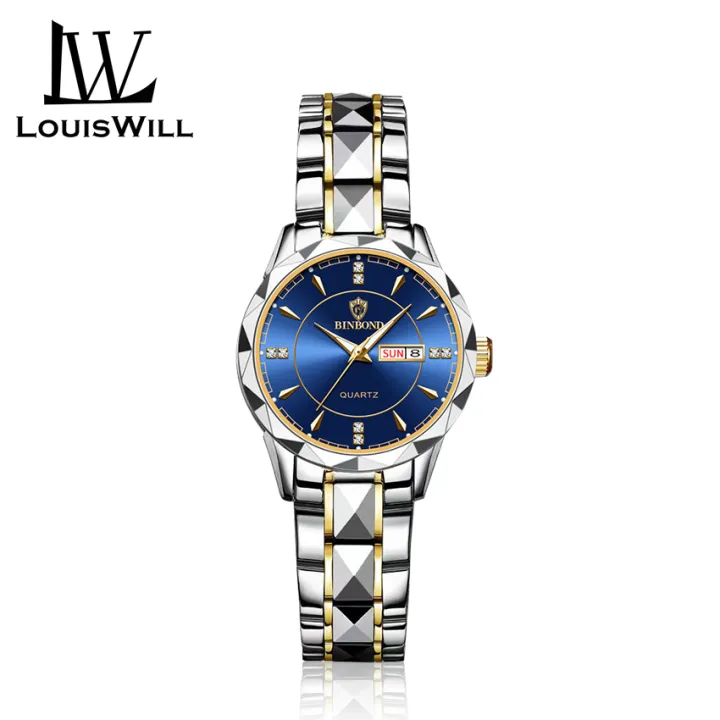 LouisWill%20Women's%20Fashion%20Double%20Calendar%20Diamond%20Waterproof%20Steel%20Band%20Watch%20Thin%20Strap%20Watch%20Diamond%20Dial%20Watches%2030M%20Waterproof%20Wristwatch%20Quartz%20Movement%20-%20Image%202