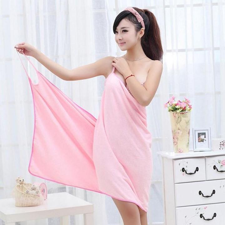 Women Bathrobe Terry Cotton Microfiber Bath Towel Beach Wear Bath