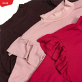 Girls Ribbed Ruffle Trim Shoulder Mock Neck Tops From Levin. 