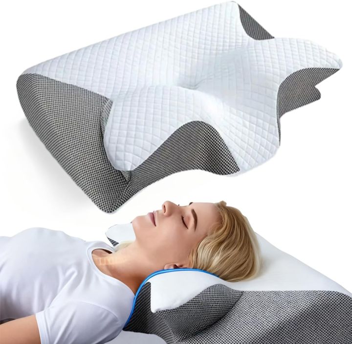 HOMCA Memory Foam Cervical Pillow, 2 in 1 Ergonomic Contour Orthopedic Pillow for Neck Pain, Contoured Support Pillows for Side Back Stomach Sleepers