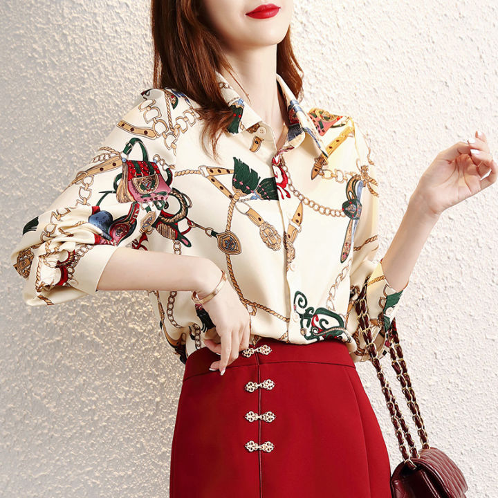 Chiffon%20Shirt%20Design%20Sense%20Niche%20New%20Style%20Printed%20Spring%20and%20Autumn%20Long%20Sleeve%20Shirt%20Korean%20Style%20Fashion%20Loose%20Temperament%20Top%20-%20Image%202